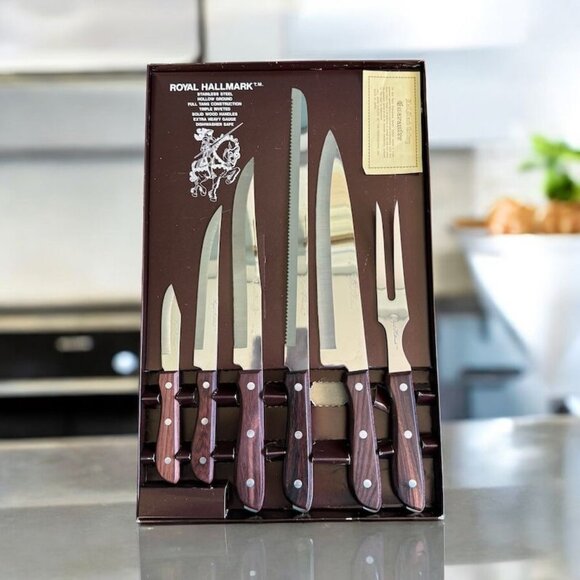 Vintage Royal Hallmark Professional Stainless Steel Cutlery Set 7-Piece Knives F - Picture 1 of 11